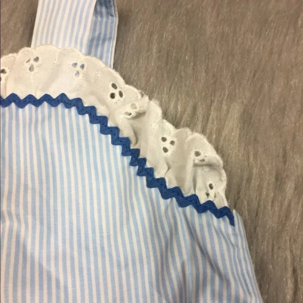 Vintage Alyssa Blue White Striped Flamingo Dress